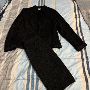 Coldwater Creek Black Textured Two-Piece Dress Set